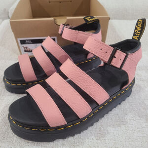 NEW Dr. Martens Blaire Womens 9 Peach Pink Blaire Quad Leather Platform Sandals